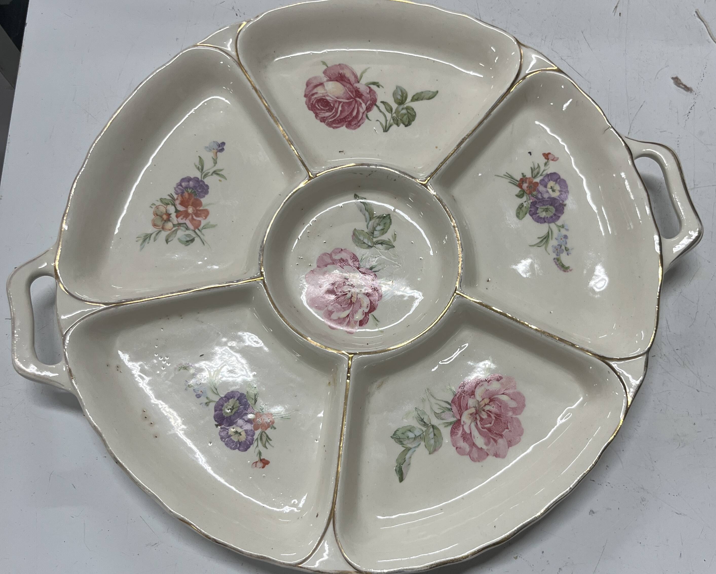 Assorted dish with flower decoration