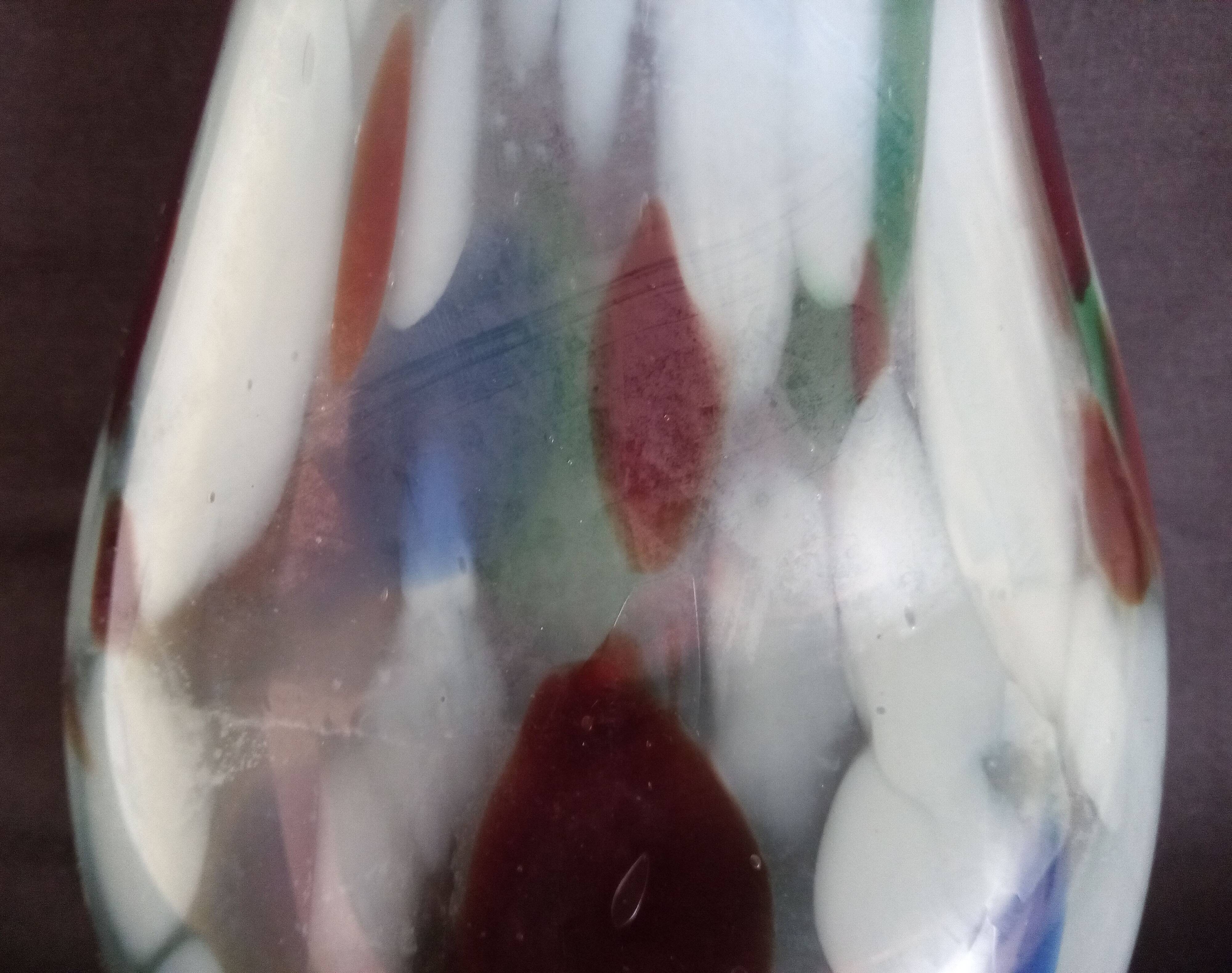 Handmade glass paste vase, mouth blown, Murano type