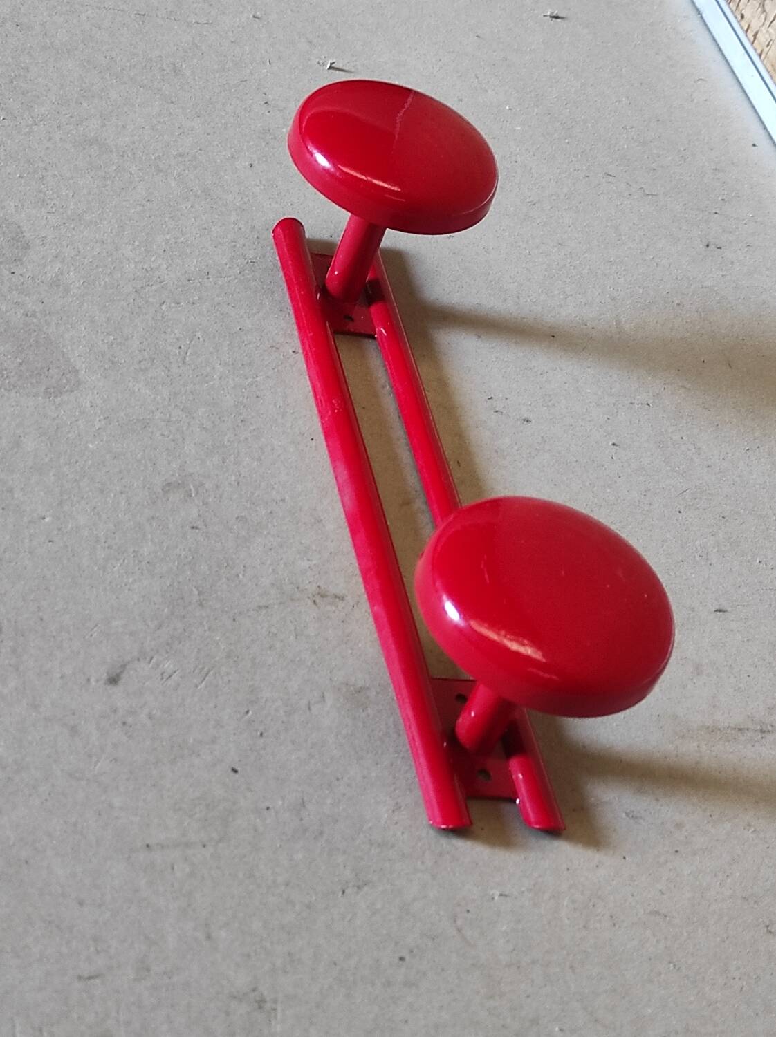 Set of 4 red metal coat hooks