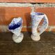 Pair of Snowstone Vases Ceramic White Blue France Vintage #D55