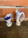Pair of Snowstone Vases Ceramic White Blue France Vintage #D55