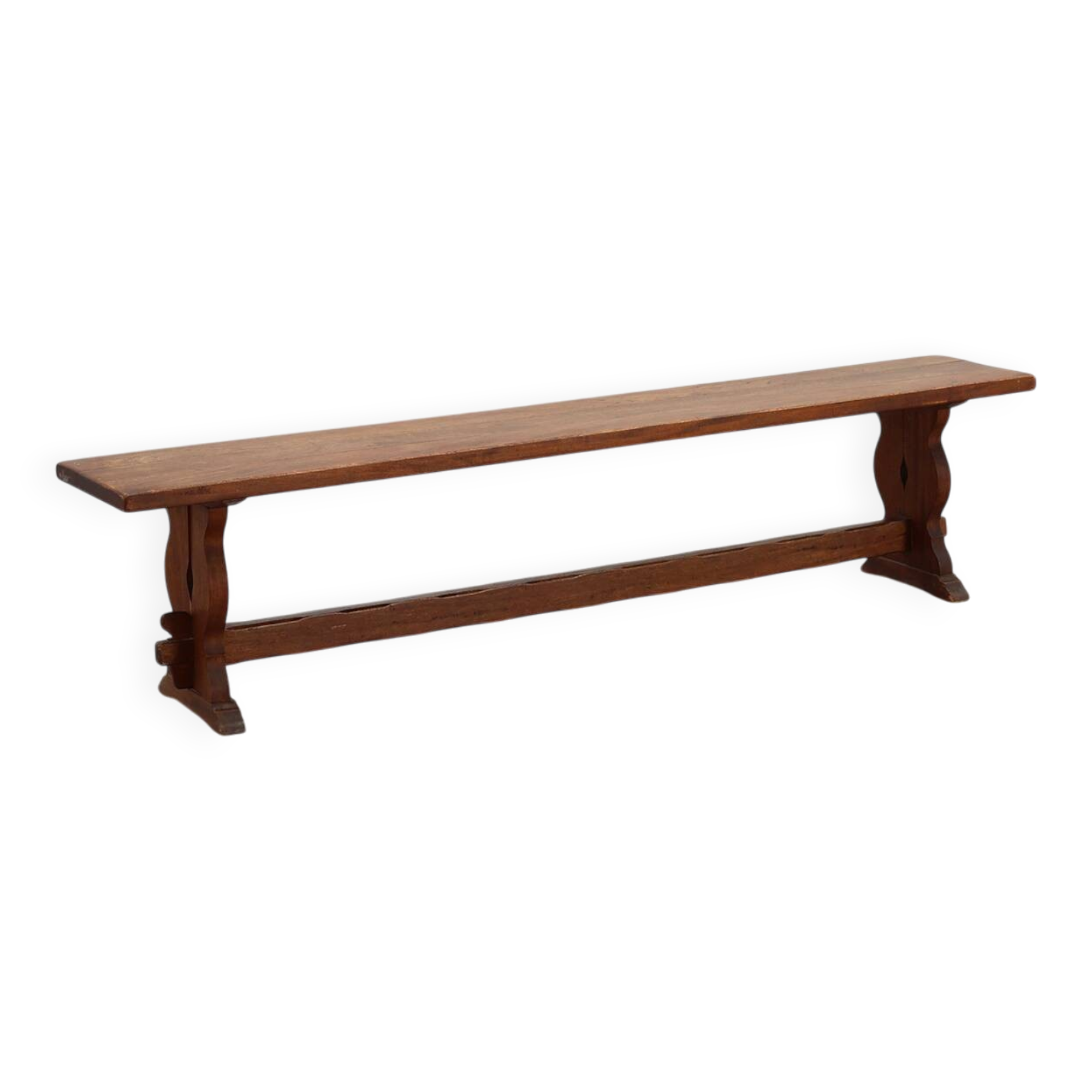 Banc rustique en chêne avec une belle patine, France vers 1900