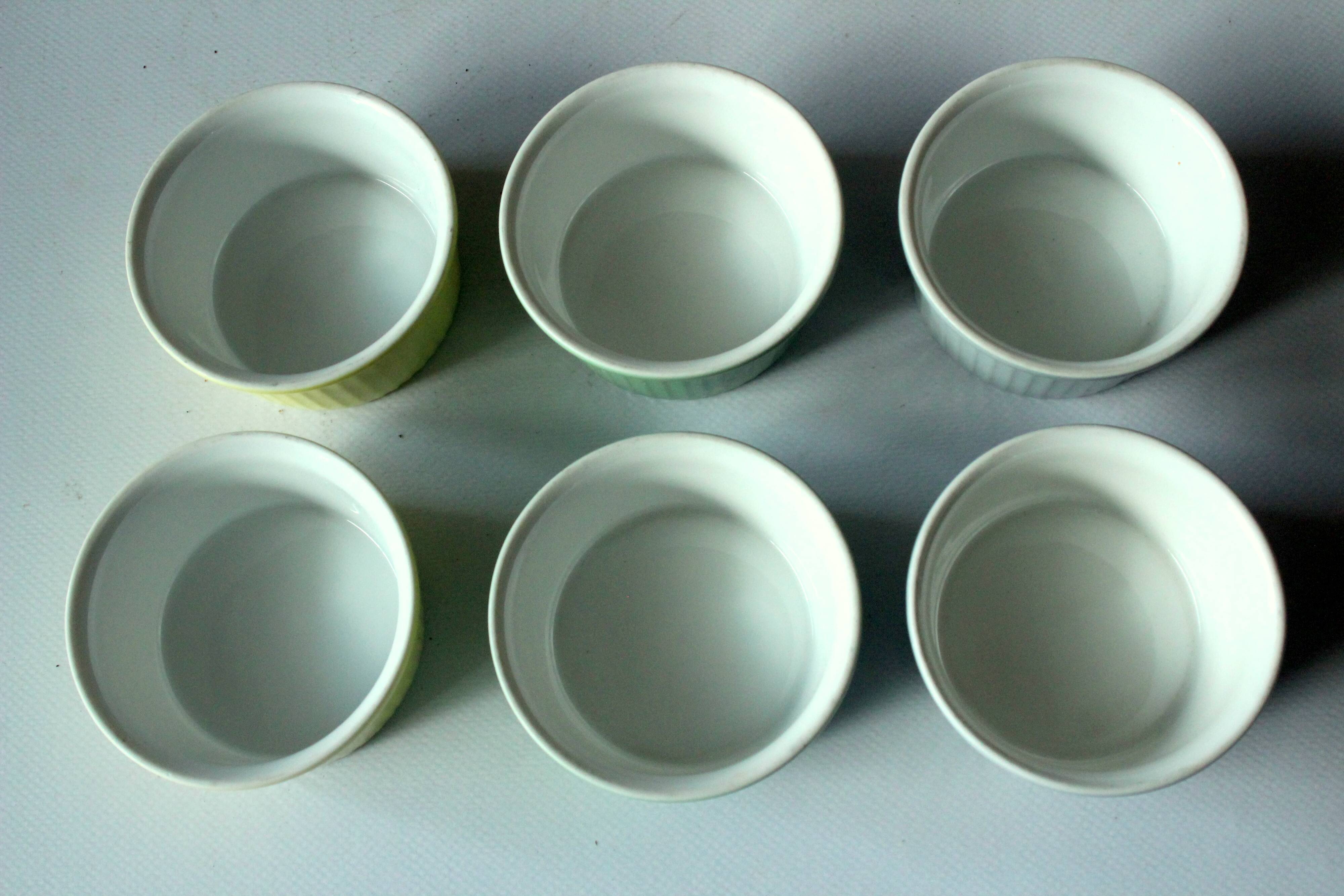1950s - 6 Round ceramic souffle dishes with holder - made by Rosenthal