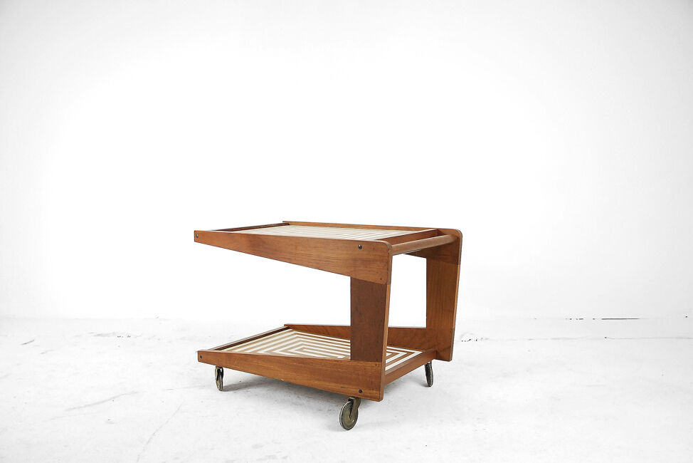 Cart bar teak with pattern maze 1960 s