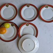 Art Deco dessert plates Henri Delcourt / Boulogne sur Mer / parakeet