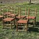 Chestnut chair, woven leather seat
