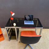 Metal and smoked glass desk