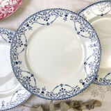 6 flat plates Terre de Fer blue red mismatched