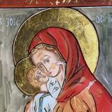 Table fixed under glass virgin icon our lady of vladimir