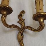 Vintage French Bronze Double Wall Sconces with Acanthus Leaf Detail 5706