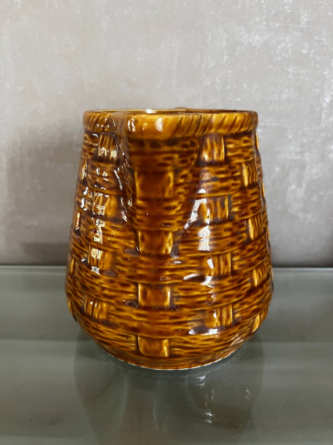 Digouin and Sarreguemines ceramic pitcher with braided decoration