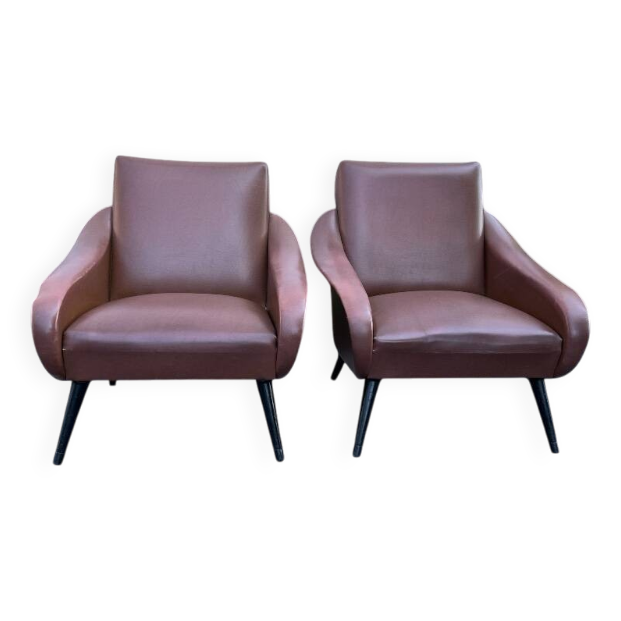 2 Vintage Armchairs - Mid Century Modern Style