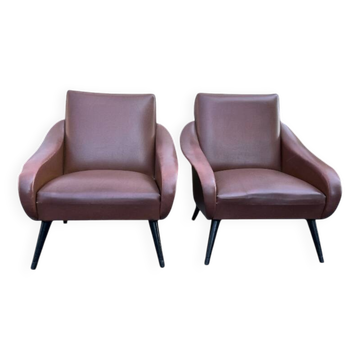 2 Vintage Armchairs - Mid Century Modern Style