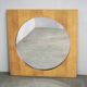 Vintage 1970s Czech Oak Veneer Square Mirror with Circular Glass
