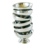 Set of 6 small stainless steel bowls, Basses, Design, 1970, 9 X 5.5 cm