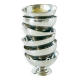 Lot de 6 petites coupes en inox, Basses, Design, 1970, 9 X 5.5 cm