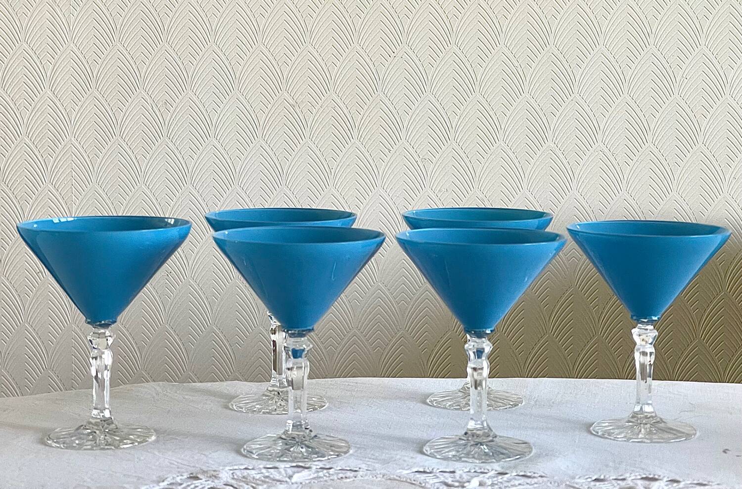 6 crystal cocktail glasses