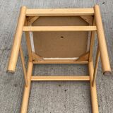 4 solid wood and white leather chairs