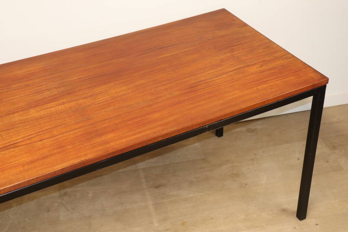 Vintage Danish teak and black lacquered metal table, 1950s