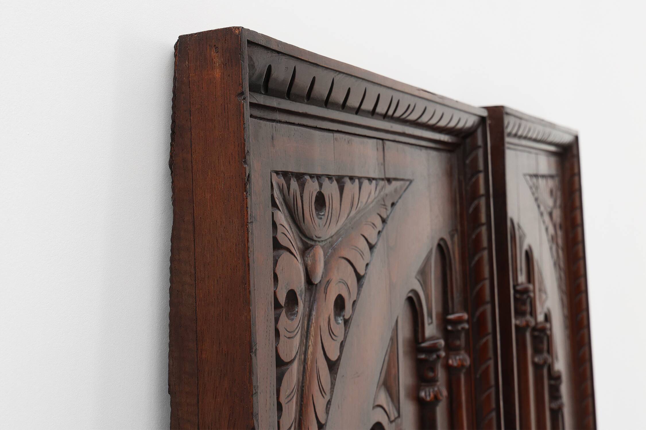 Large Carved Portuguese Oak Wall Panels, 1850s, Set of 2