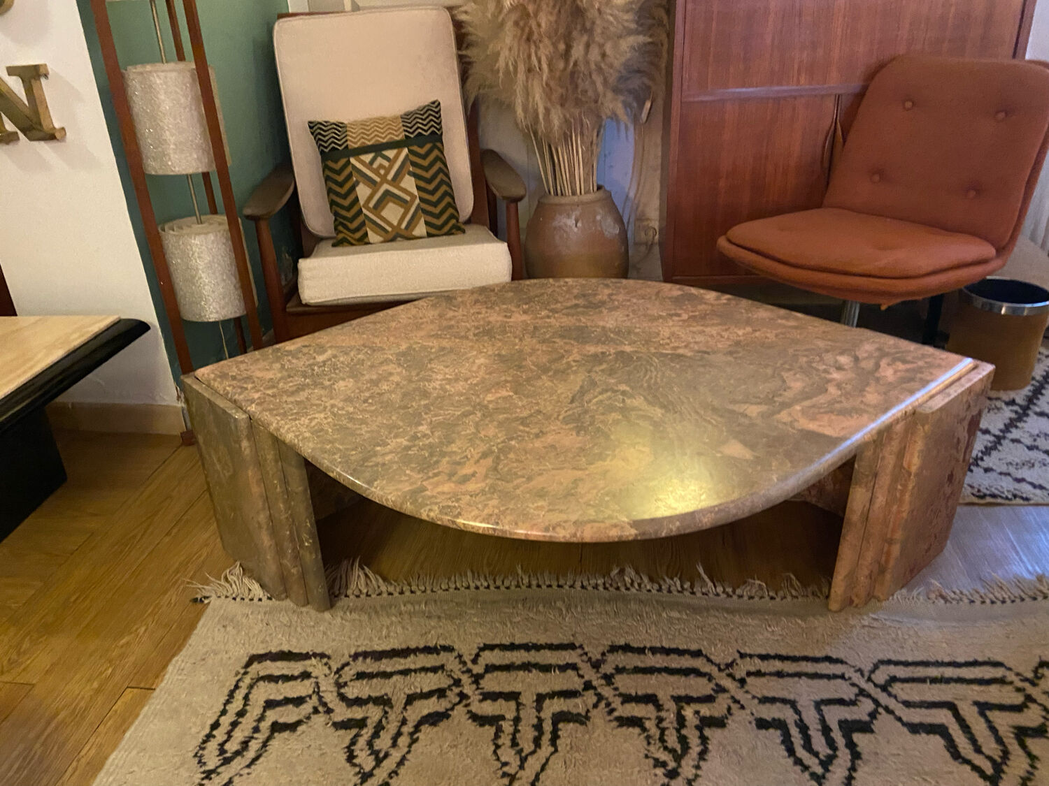 Vintage pink marble eye coffee table