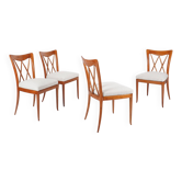 Set of 4 wooden and fabric chairs, circa 1940