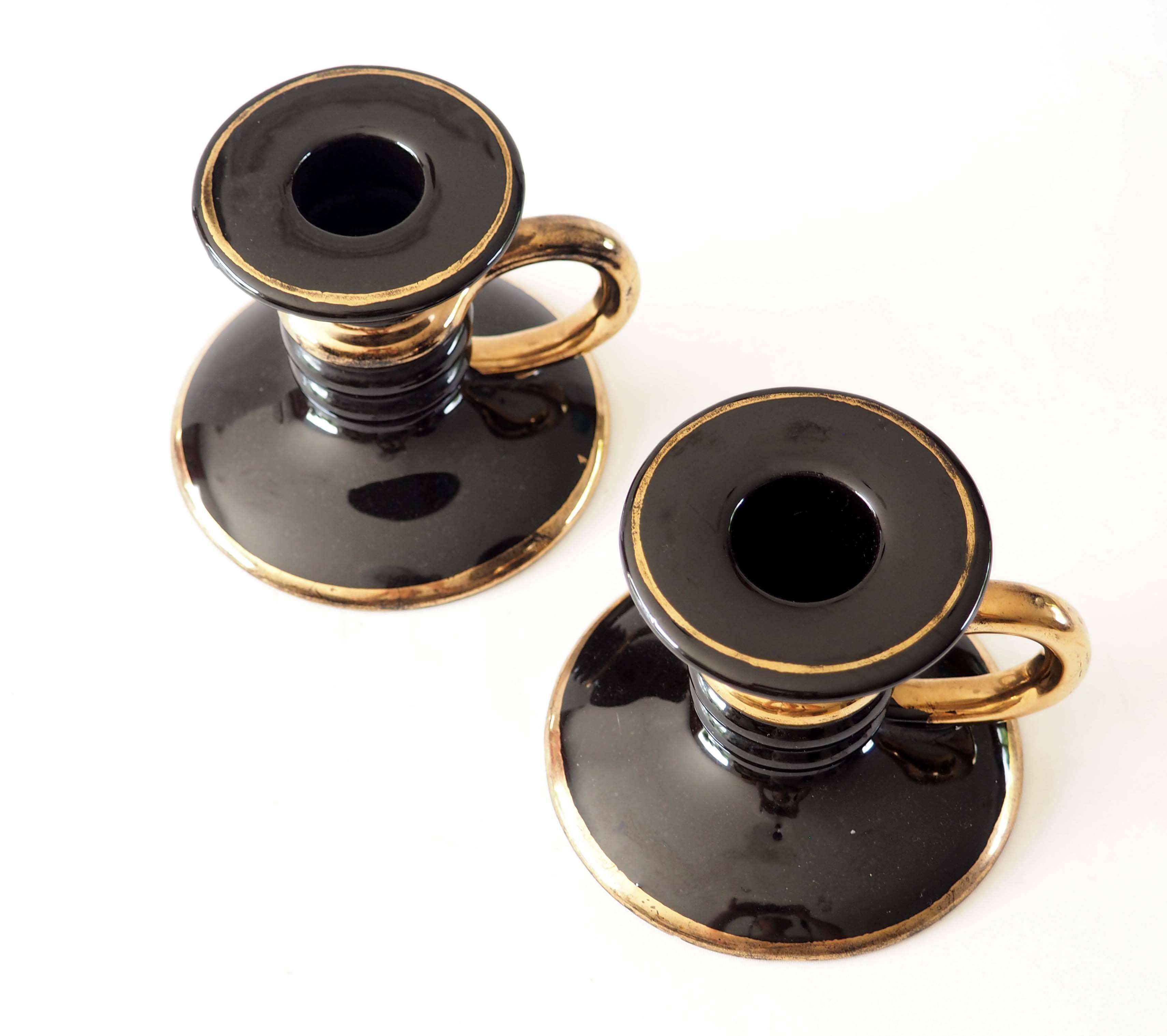 Pair of ceramic candlesticks from the 1950s