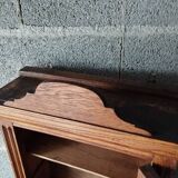 Old glass wall shelf with drawer door