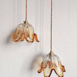 Pair of Murano glass tulip suspensions from 1970.