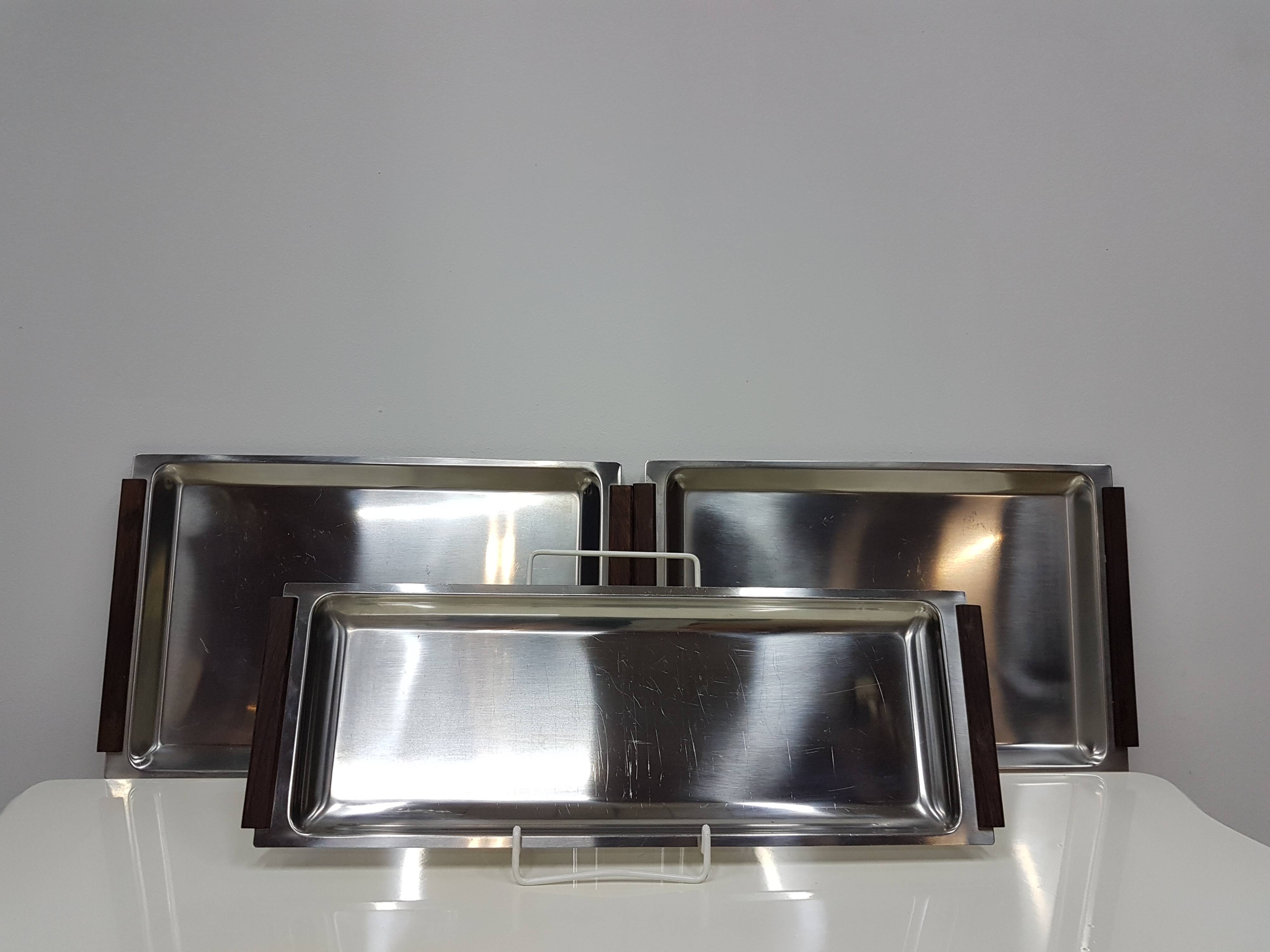 Vintage set of three trays, Denmark, 1960s.