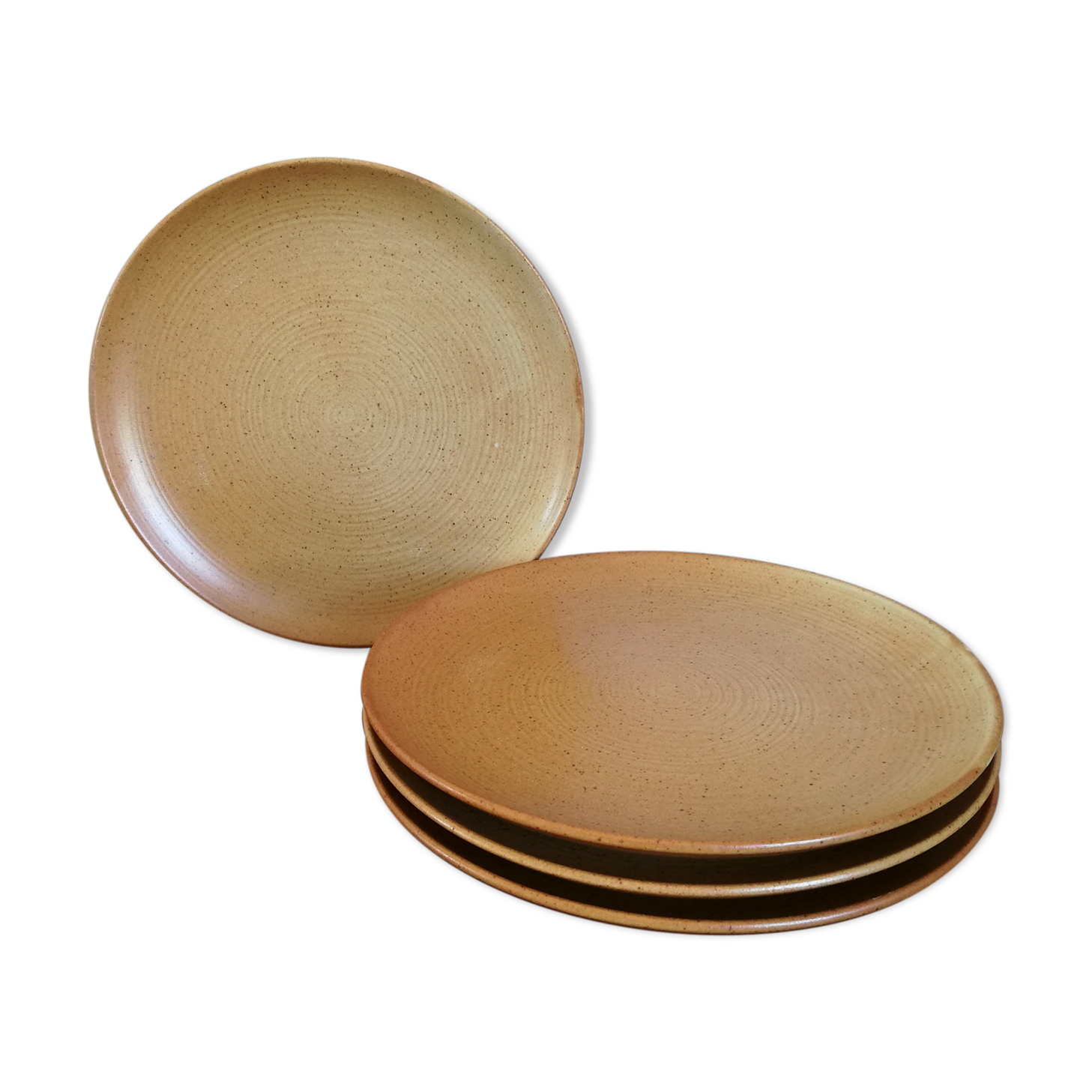 Set of 4 flat plates grès CNP Village France