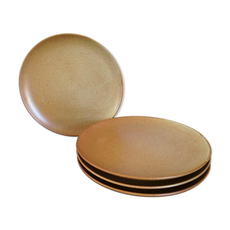Set de 4 assiettes plates grès CNP Village France