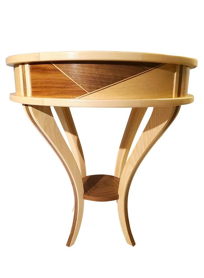 Pedestal table - small round table in wooden marquetry
