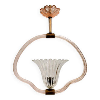 Art Deco Chandelier attributed to Barovier & Toso, Murano Glass, 1940s