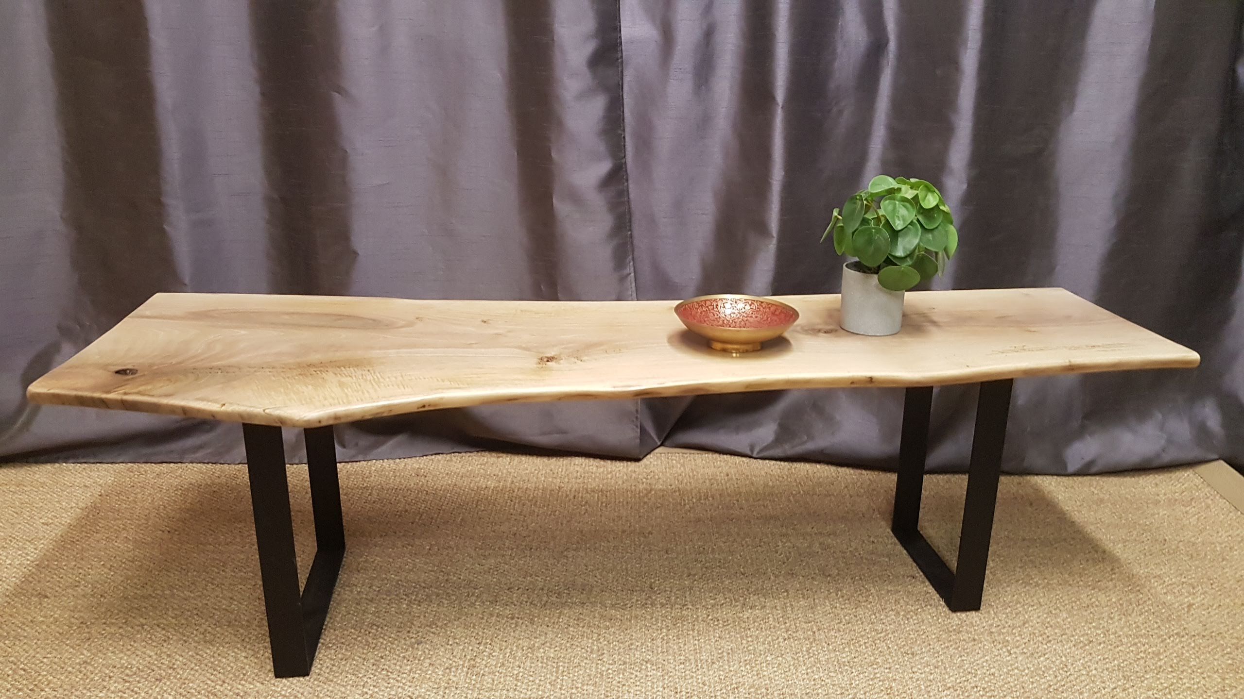 Bleached walnut coffee table square feet metal industrial style