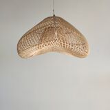 Small rattan lampshade in the shape of a braided hat