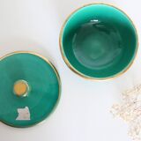 Ceramic jewelry box, green, Elchinger, 1970, vintage French