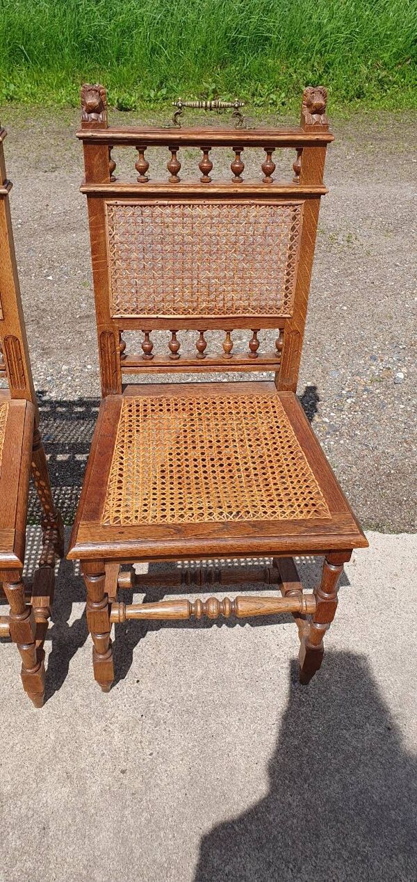 Ensemble ancien 6 - chaise en osier en chêne