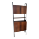 Modular vintage library in teak and black metal — Italian design,