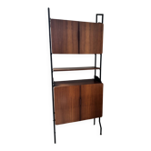 Bibliothèque modulable vintage en teck et métal noir — Design Italien,