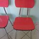 Lot of 2 chairs in red formica with tubing 60s