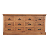 Enfilade de métier en bois massif 12 tiroirs 160cm