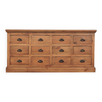 Solid wood sideboard with 12 drawers 160cm