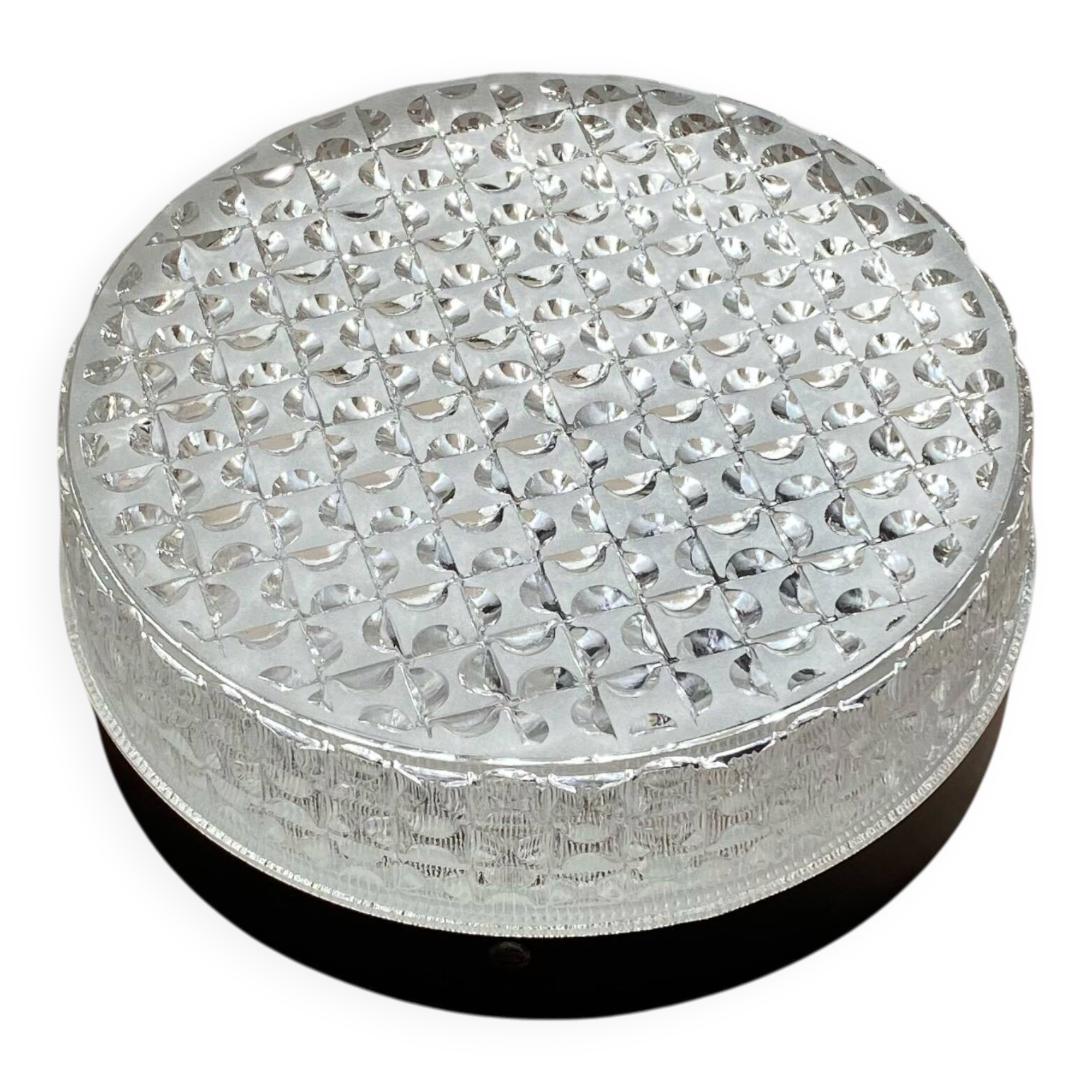 Square wall light or ceiling light with transparent glass from the 1970s.