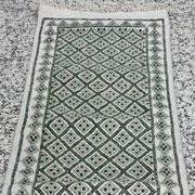 Handmade green and white margoum hallway rug in natural wool