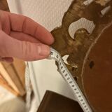 Antique Oval Round Golden Mirror in Wood Louis XVI Style Rocaille Pediment