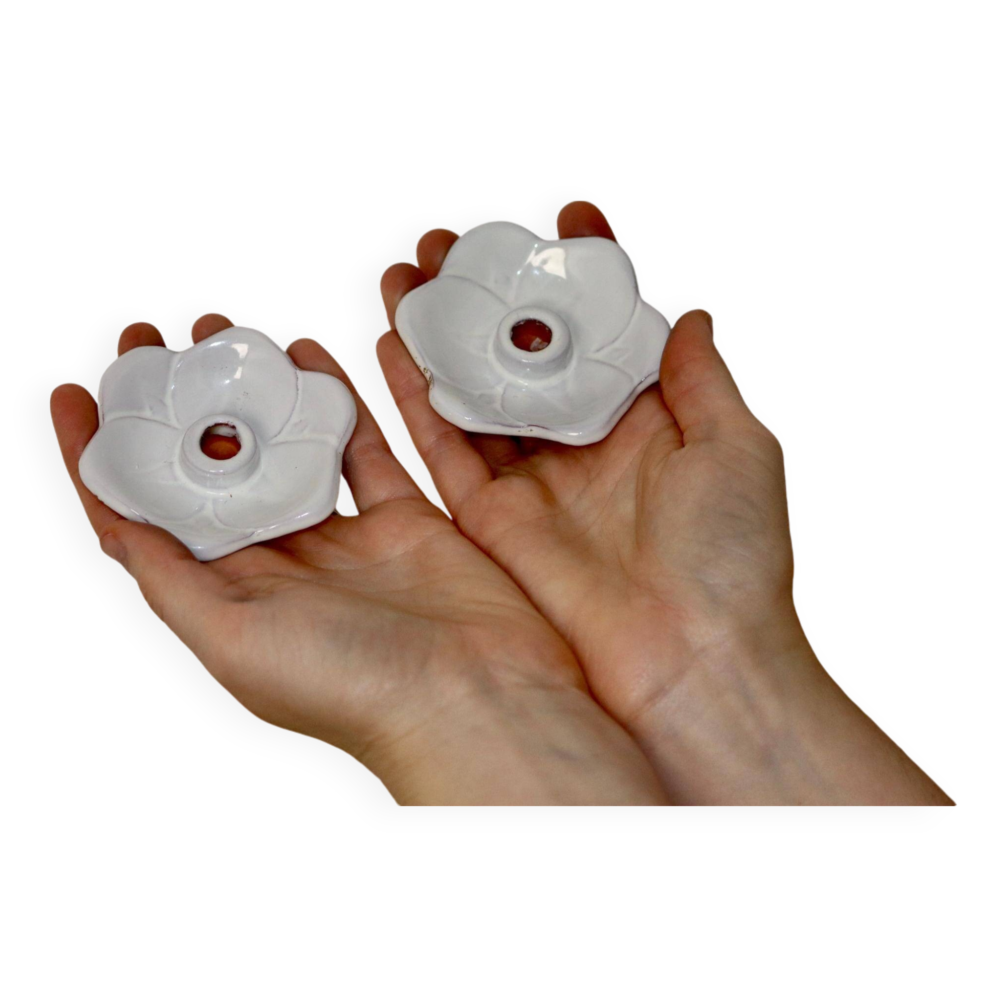 Pair of Swedish ceramic candlesticks from the mid-century by Bo Fajans.