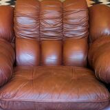 Bulky Italian leather lounge chair, 1970s
