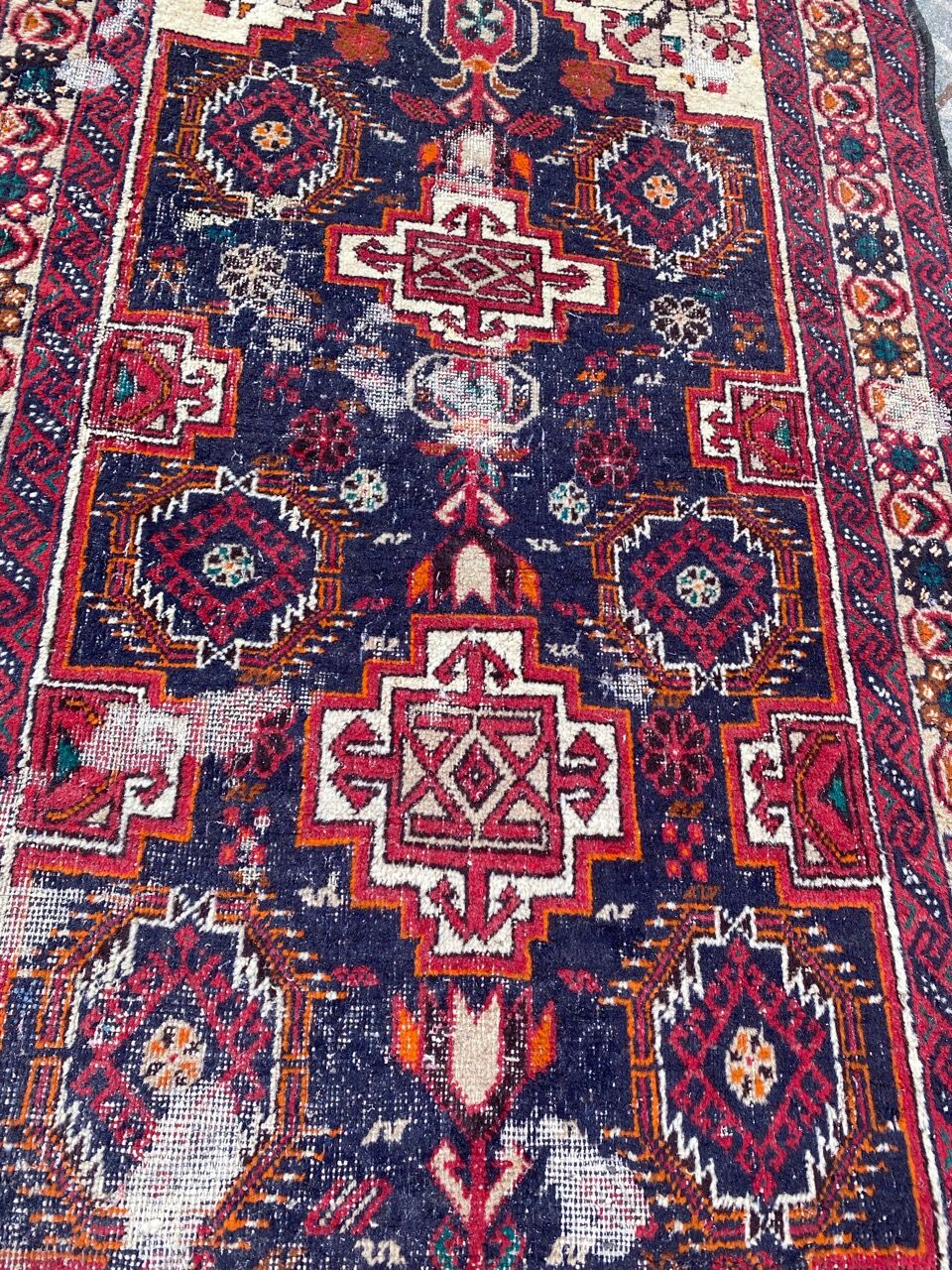 Vintage persian balutch handmade carpet 90x175 cm