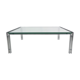 Dutch Metaform Large Steel & Glass Coffee Table by Hank Kwint, 1970